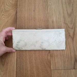 Banana Republic Champagne Lace Clutch Makeup Purse